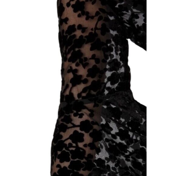 Gypsy Junkies X Free People Black Bell Sleeve Velvet Tunic Mini Dress Top S/M - Picture 6 of 10